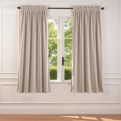 Lazzzy Blackout Curtains Thermal Insulated Curtains Room Window Drapes Super Soft Luxury Curtains for Living Room Bedroom Rod Pocket 2 Panels, 96 Inch Lined | Beige