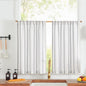 jinchan Linen Striped Tier Curtains for Kitchen Windows Green 26 x 24 inch