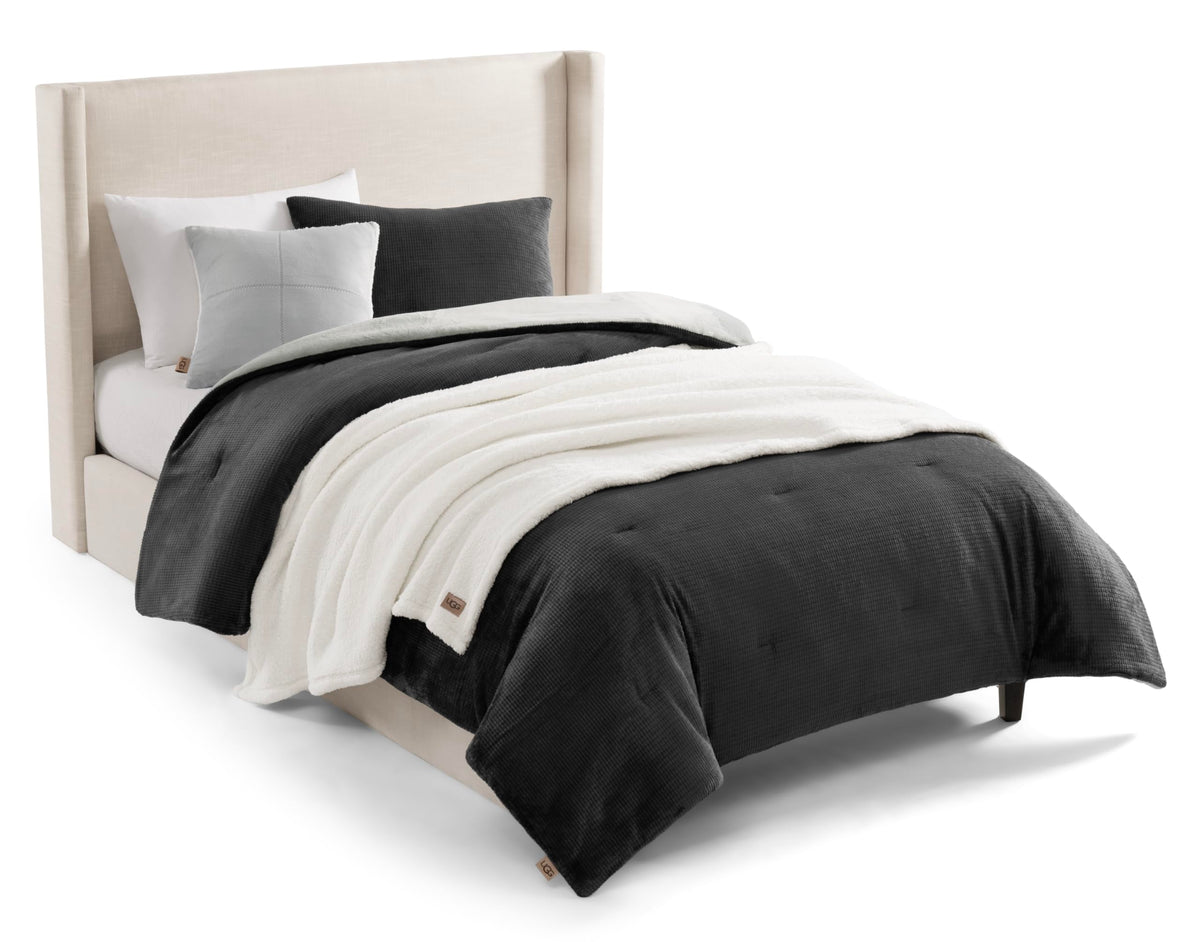 UGG Remina Queen Comforter Set with Throw Blanket & Pillow, 5-Piece, Beige
