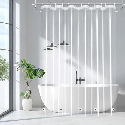 EurCross 9G Clear Shower Curtain Liner 72 x 78 inches Long with 5 Magnet Weights, Heavy Duty Weighted Premium PEVA Plastic Shower Curtain Liner for Bathroom, Without Hooks