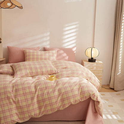 LifeTB Queen Comforter Set Fluffy Plaid Checkered Pattern Modern Style Geometric Comforter with 2 Pillow Shams Grid Plaid Bedding Comforter for Boys Men All Season Queen Size Bed Comforter Set