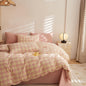 LifeTB Queen Comforter Set Fluffy Plaid Checkered Pattern Modern Style Geometric Comforter with 2 Pillow Shams Grid Plaid Bedding Comforter for Boys Men All Season Queen Size Bed Comforter Set