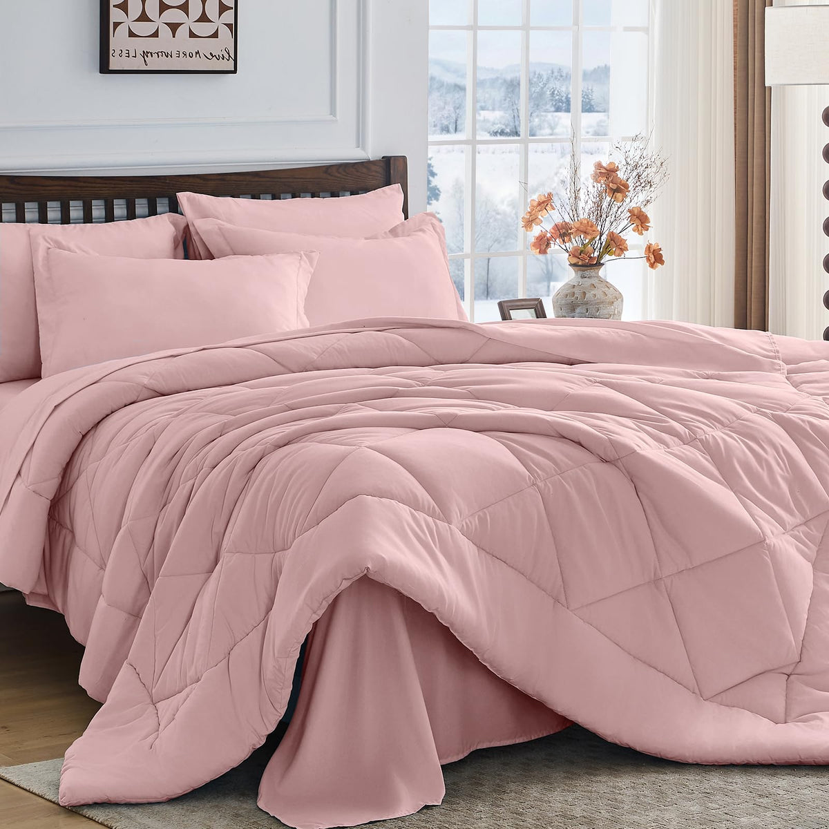 HEVUMYI 7-Piece Full Comforter Set, Dark Grey Bed in a Bag