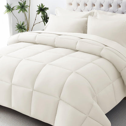 JOLLYVOGUE Full Comforter Set, Ultra-Soft Bed in a Bag Full Size 7 Pieces, Oeko-TEX Certified Bedding Set with Down Alternative Comforter, Sheets, Pillowcases & Shams, Black