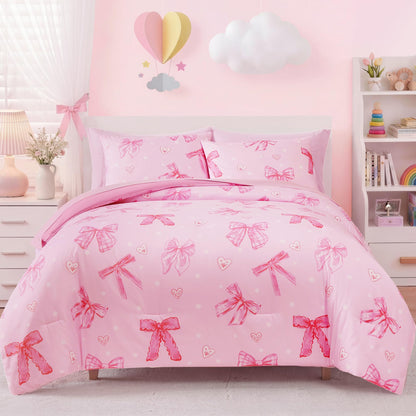 Twin XL Comforter Set for Girls Colorful Checkered Bed in a Bag 5 Pieces