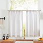 jinchan Linen Striped Tier Curtains for Kitchen Windows Green 26 x 24 inch