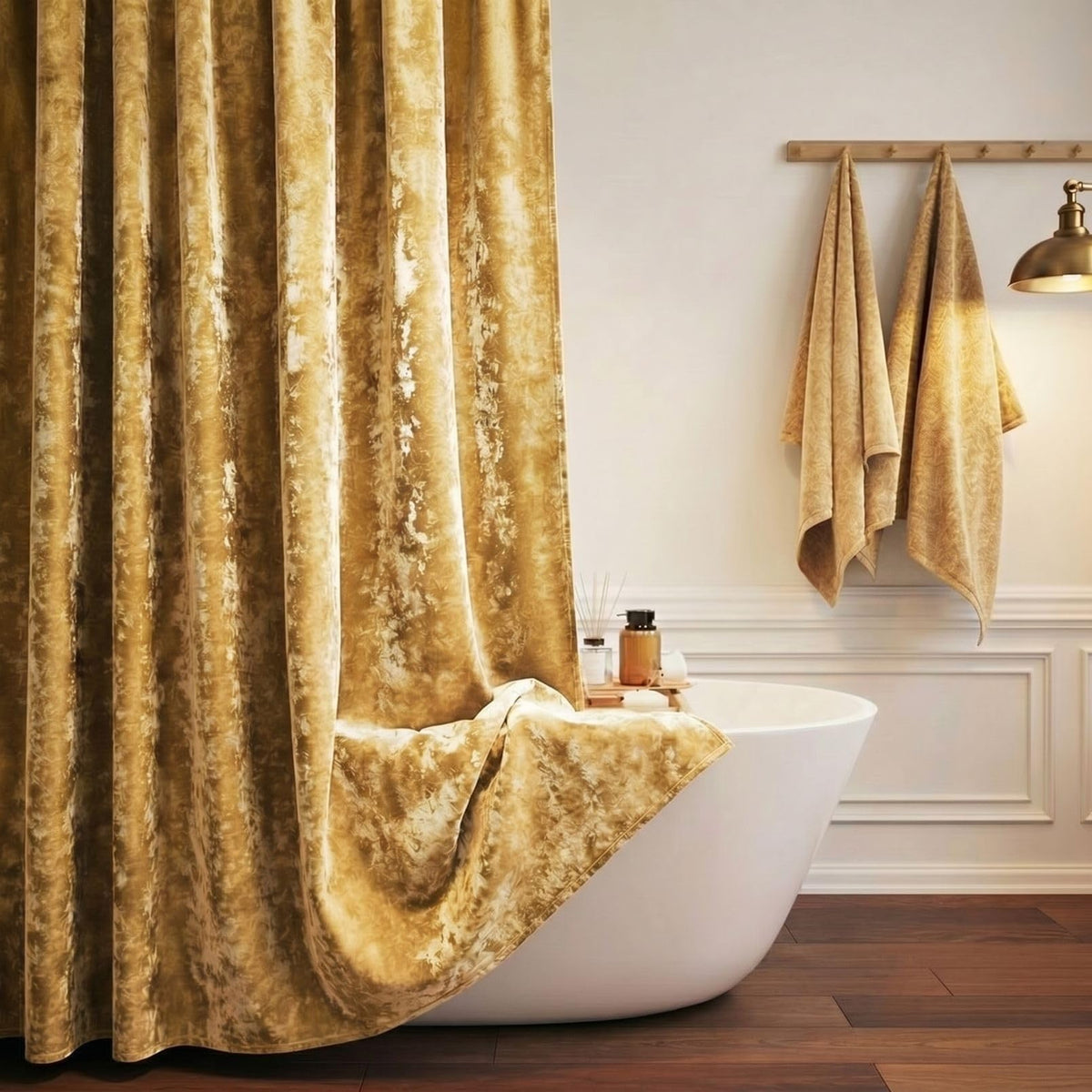 TAMGHO Crushed Velvet Shower Curtain, Marron Red, 72 x 72