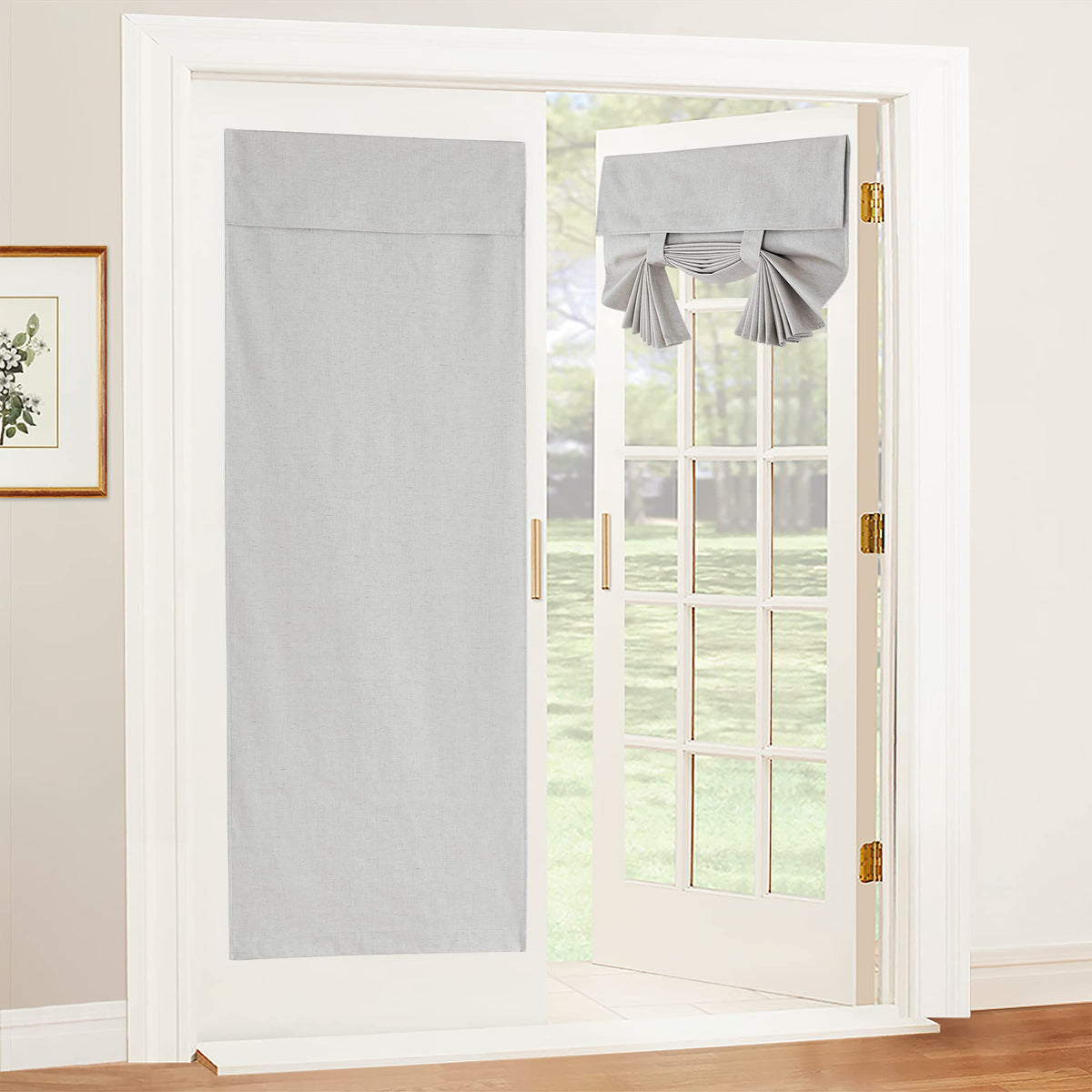 RYB HOME Blackout French Door Curtain, No Drill, W26 x L69, Black, 1 Panel