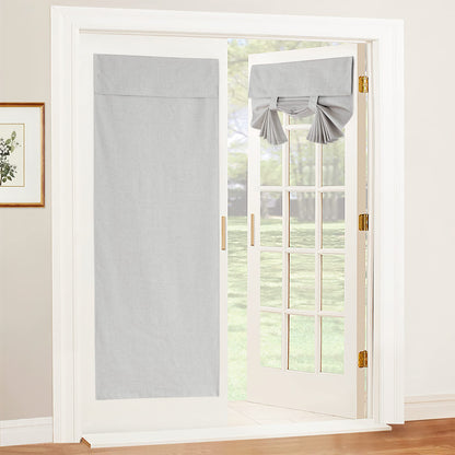 RYB HOME Blackout French Door Curtain, No Drill, W26 x L69, Black, 1 Panel