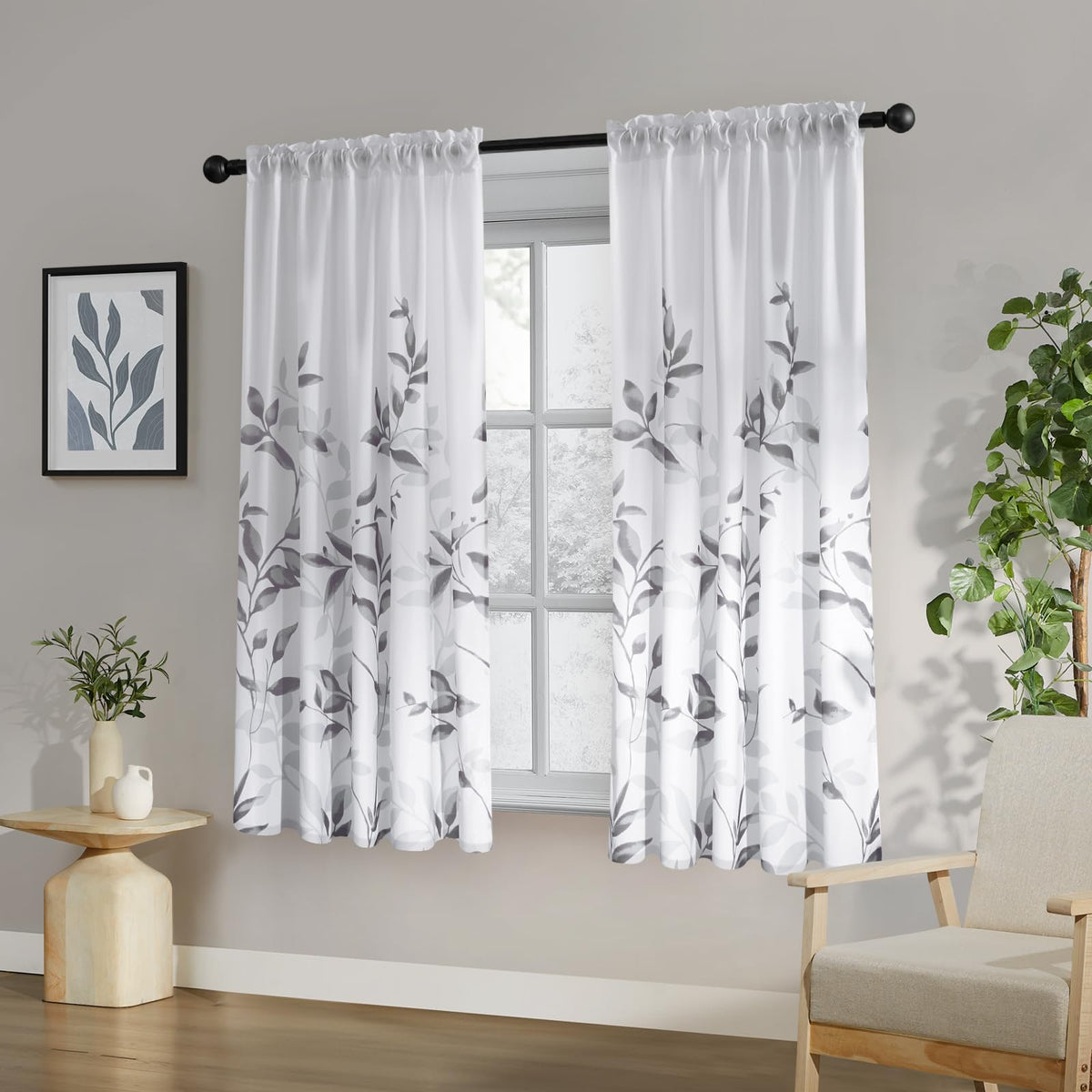 HOMEIDEAS Kitchen Curtains, Short Non-See-Through Privacy Curtains 30"X36"