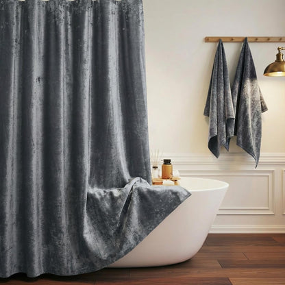 TAMGHO Crushed Velvet Shower Curtain, Marron Red, 72 x 72