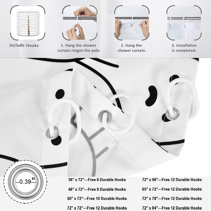 Halloween Shower Curtain, Black and White Funny Ghosts Icons Spooky Cute Halloween Bathroom Curtain Waterproof Fabric Machine Washable with Hooks, 72" Wx72 L