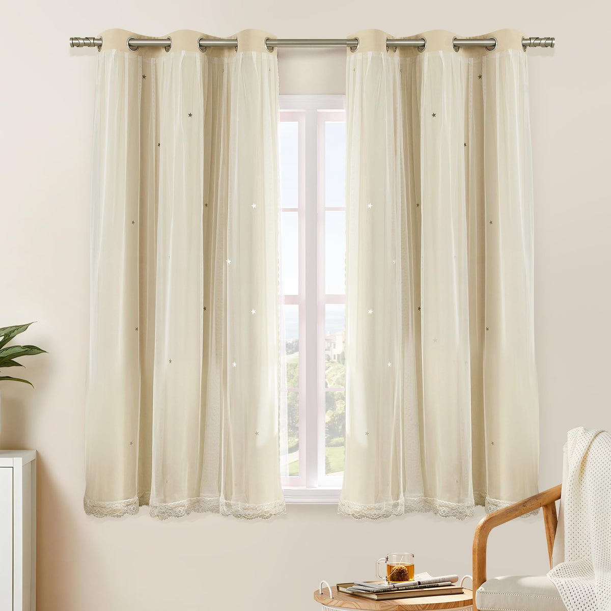 XiDi Blackout Curtains for Girls Bedroom Decor Pink Kids Rainbow Curtains