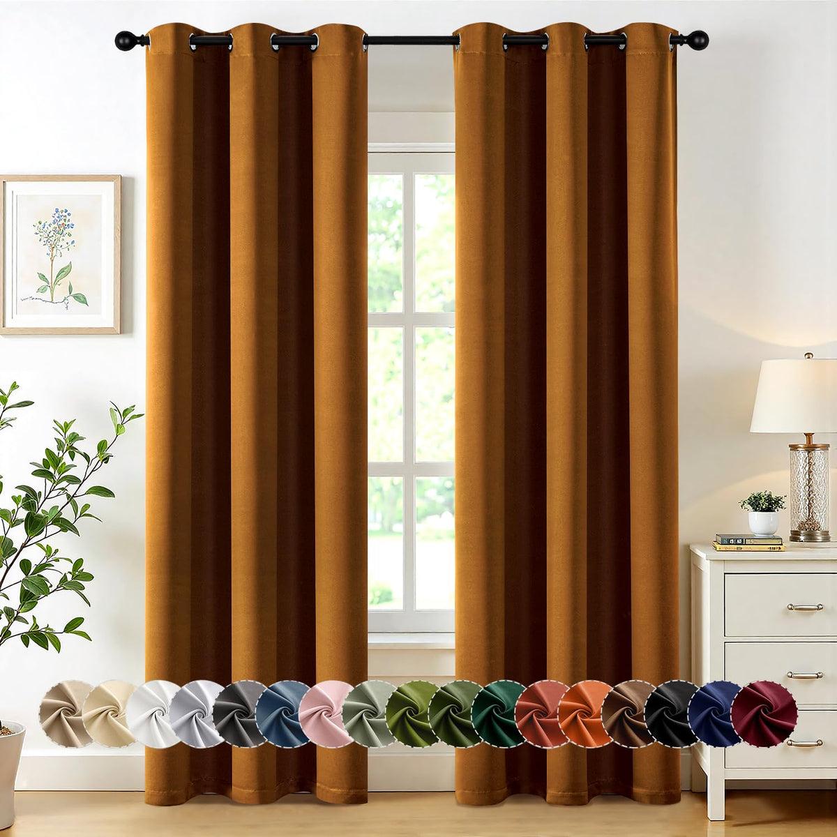 MIULEE Blackout Curtains for Bedroom 2 Panels 40 x 63 Inch Long Black