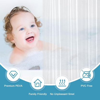 EurCross Clear Shower Curtain Liner Short Length 68 inches with 5 Magnets, Waterproof PVC-Free 9G Heavy Duty PEVA Shorter Transparent Shower Curtain 72 x 68 inch Without Hooks