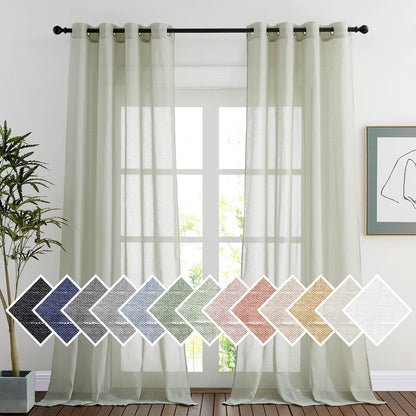 NICETOWN Semi Sheer Linen Ivory Curtains for Bedroom, W52xL84, 2 Panels