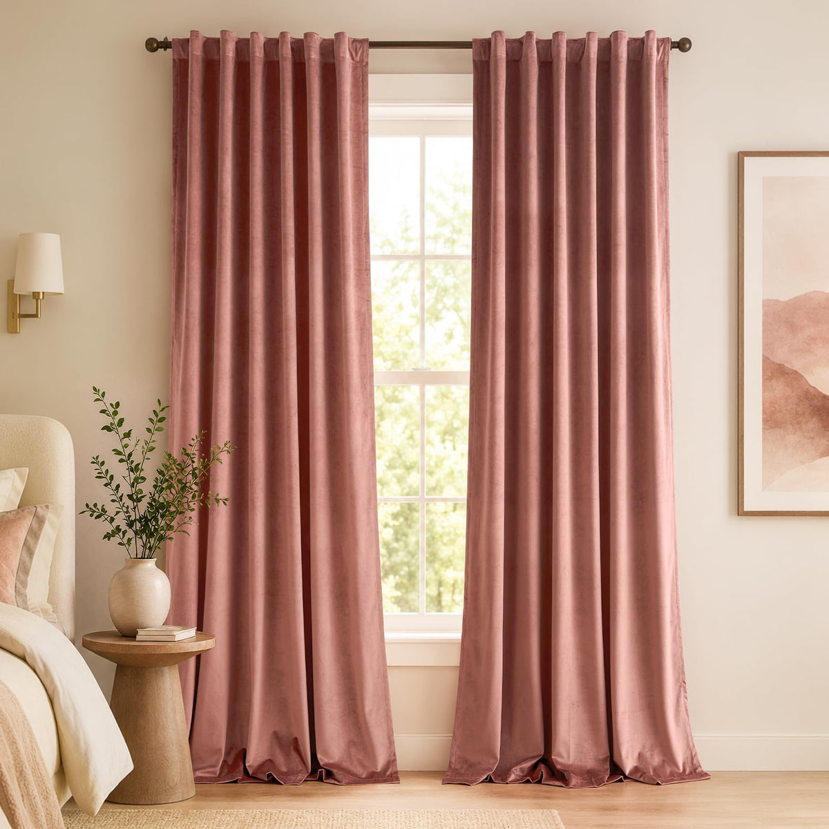 Lazzzy Blackout Curtains Thermal Insulated Curtains Room Window Drapes Super Soft Luxury Curtains for Living Room Bedroom Rod Pocket 2 Panels, 96 Inch Lined | Beige