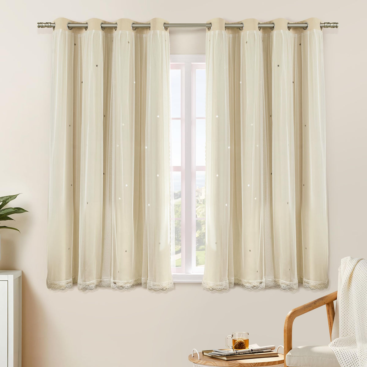 XiDi Blackout Curtains for Girls Bedroom Decor Pink Kids Rainbow Curtains