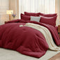 MUXHOMO Queen Comforter Set 7 Pieces, Soft Bed in a Bag, Olive Green
