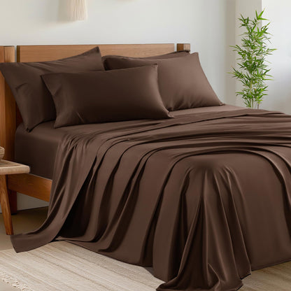Shilucheng 6 Piece Queen Sheet Sets, Cooling Sheets, Dark Grey