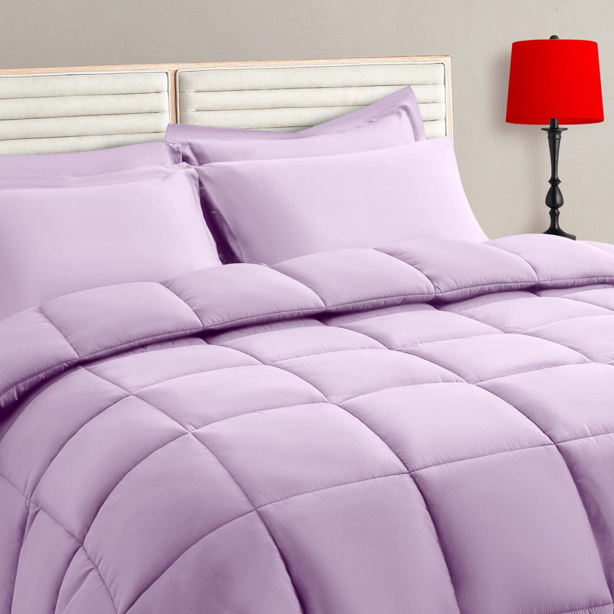 TAIMIT Twin Size Comforter Set - 5 Pieces, Bed in a Bag Bedding Sets with All Season Soft Quilted Warm Fluffy Reversible Comforter,Flat Sheet,Fitted Sheet,1 Pillow Shams,1 Pillowcases,Black