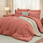 MUXHOMO Queen Comforter Set 7 Pieces, Soft Bed in a Bag, Beige
