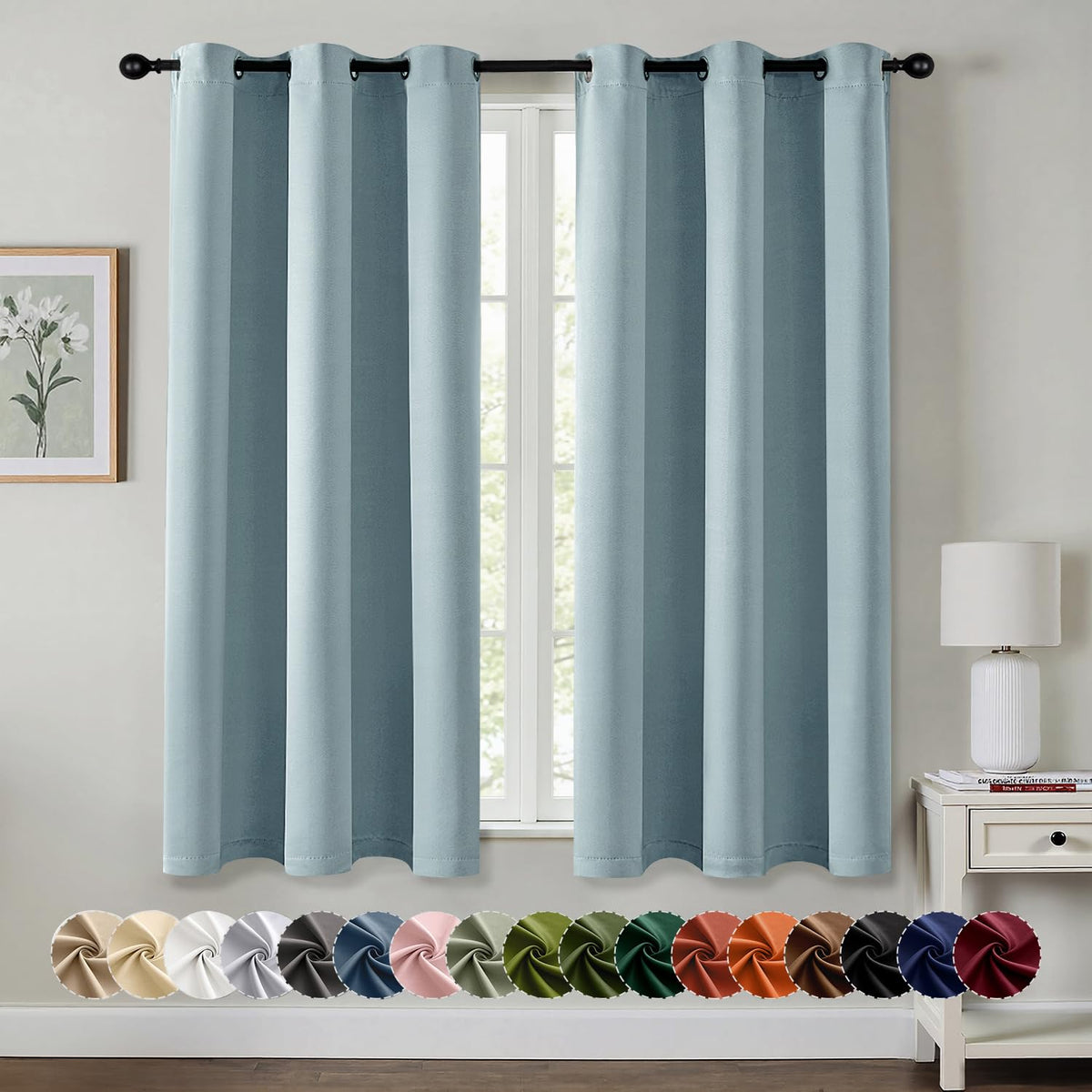 MIULEE Blackout Curtains for Bedroom 2 Panels 40 x 63 Inch Long Black