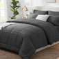 CozyLux Full Size Comforter Sets Black - 7 Pieces Bed in a Bag