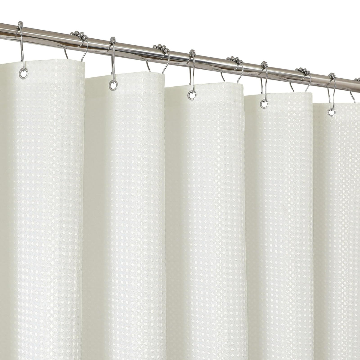 2-in-1 Waterproof Fabric Shower Curtain - No Separate Liner Needed, Hotel-Style Waffle Weave, Effortless Cleaning & Washable Bathroom Shower Curtain Set,72Wx72H,White