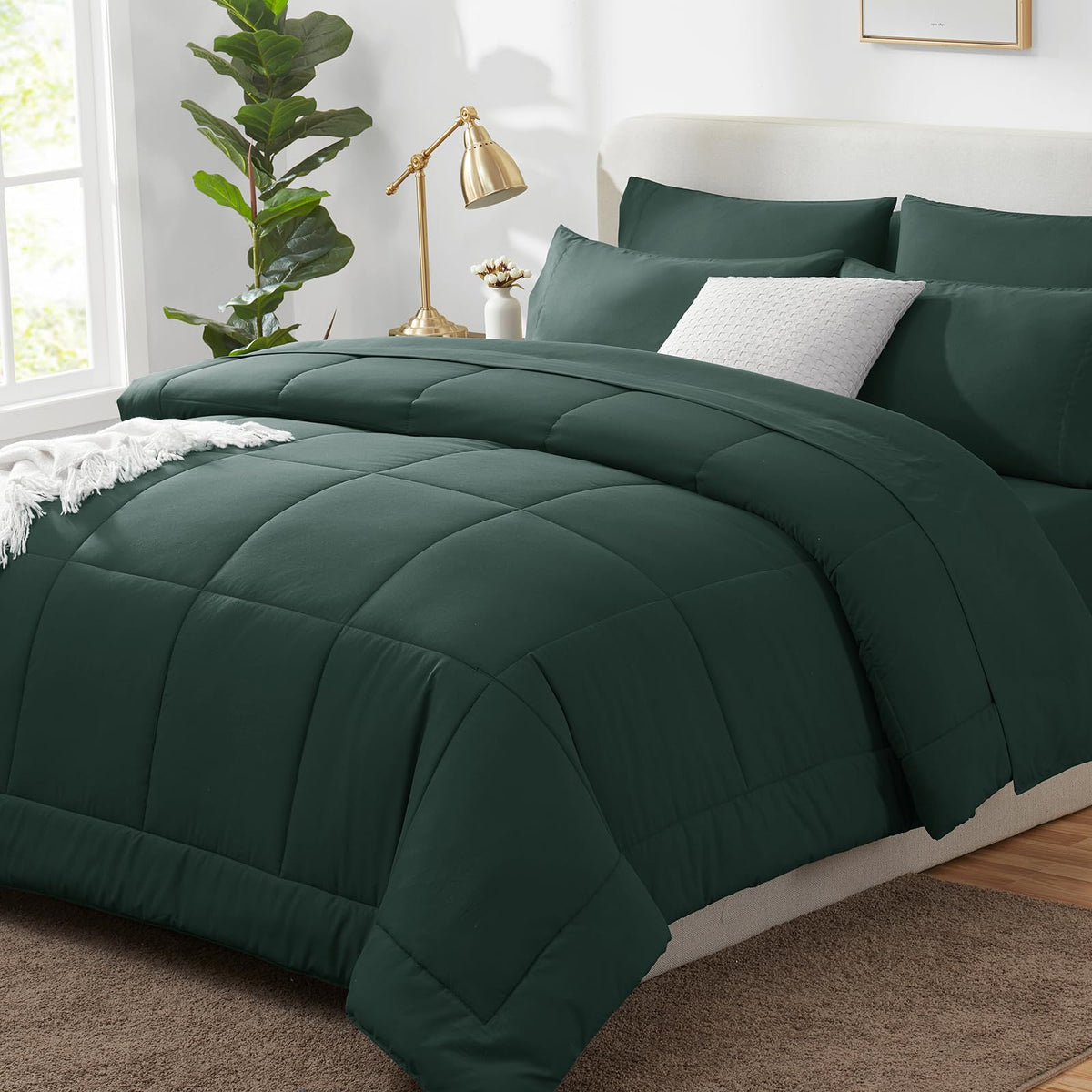 CozyLux Full Size Comforter Sets Black - 7 Pieces Bed in a Bag
