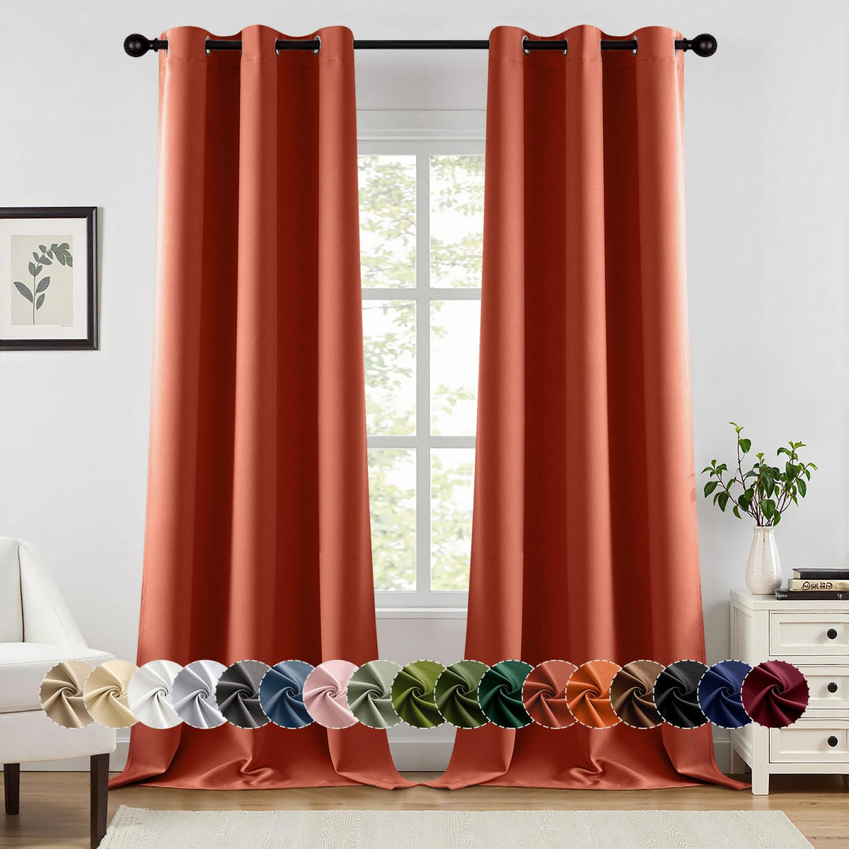 MIULEE Blackout Curtains for Bedroom 2 Panels 40 x 63 Inch Long Black