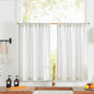 jinchan Linen Striped Tier Curtains for Kitchen Windows Green 26 x 24 inch