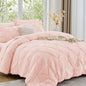 Sasttie Full Size Comforter Set, 7-Piece Bed in a Bag Double, Pintuck Bedding Set for All Season, Includes Comforter, Flat Sheet, Fitted Sheet, Pillowcases and Pillowshams, Beige
