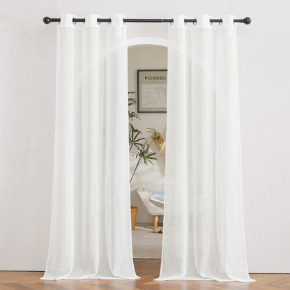 NICETOWN Semi Sheer Linen Ivory Curtains for Bedroom, W52xL84, 2 Panels