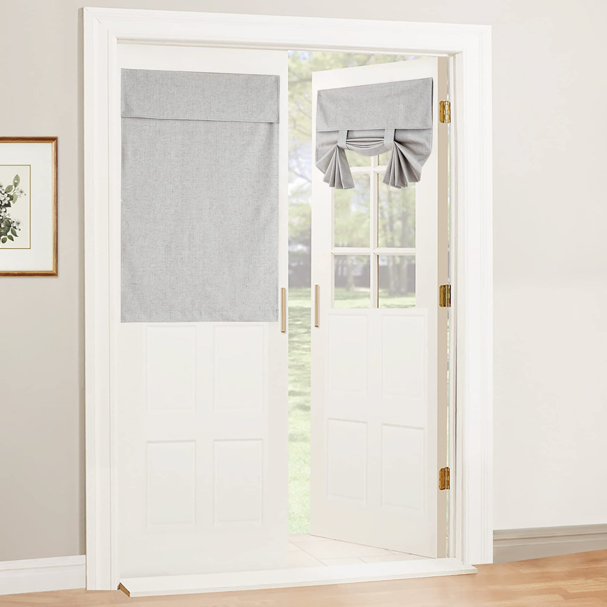 RYB HOME Blackout French Door Curtain, No Drill, W26 x L69, Black, 1 Panel