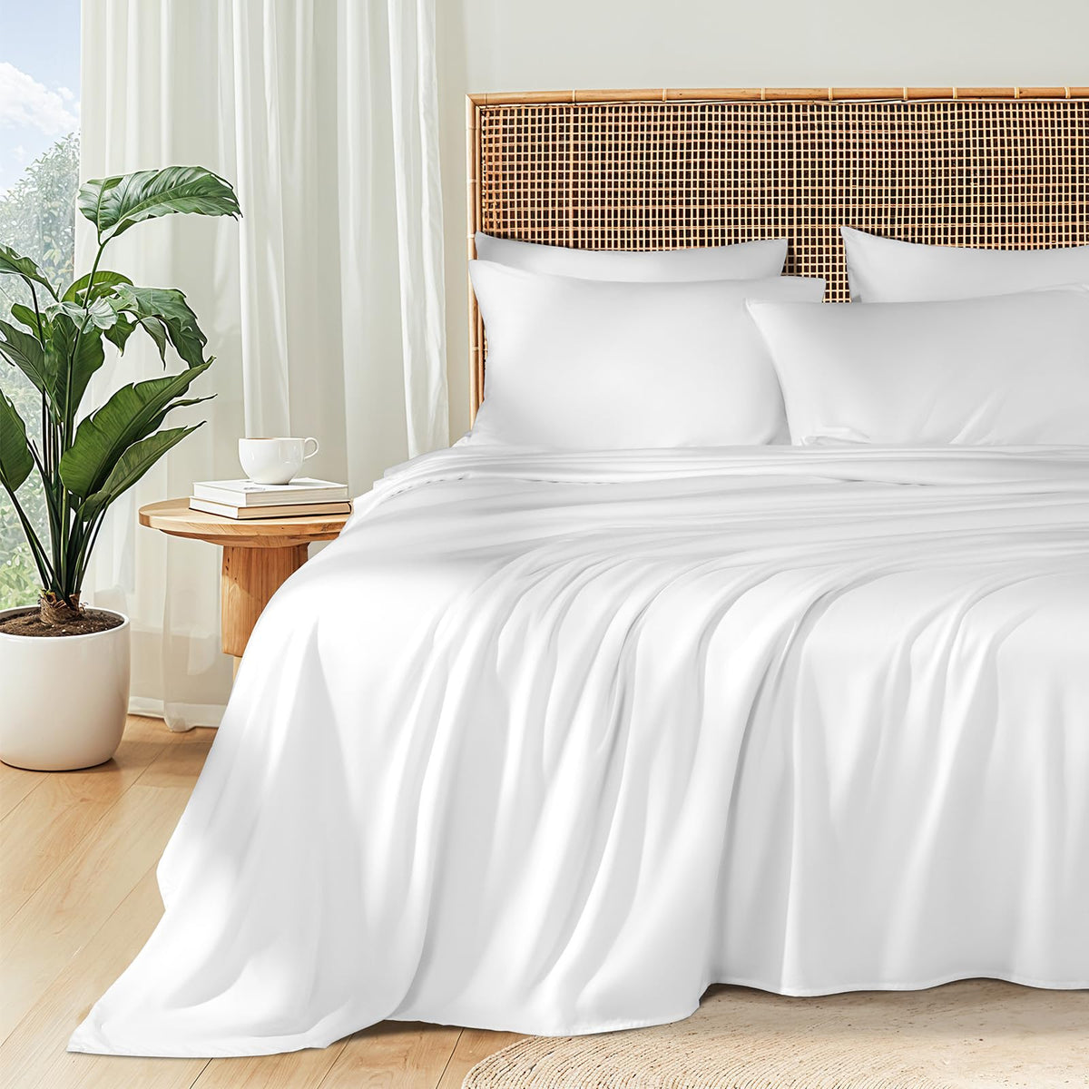 Shilucheng 6 Piece Queen Sheet Sets, Cooling Sheets, Dark Grey