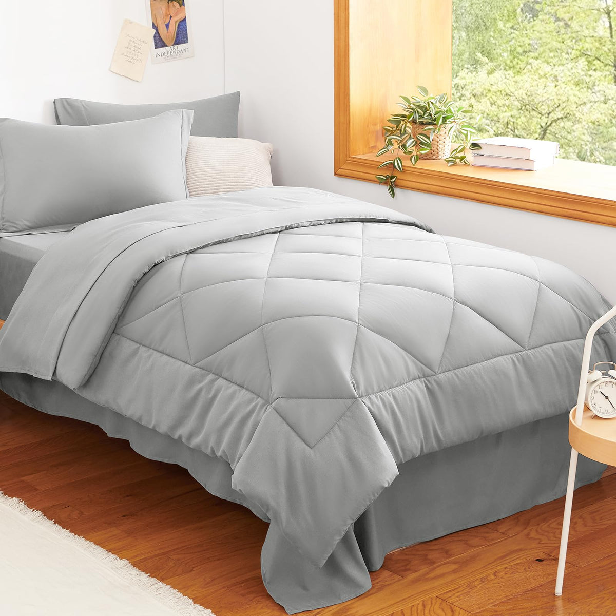 CozyLux Full Comforter Set 82"x86" Burgundy - 7 Piece Bed in a Bag