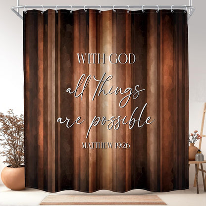 Rustic Brown Striped Shower Curtain Abstract Ombre Vintage Modern Masculine