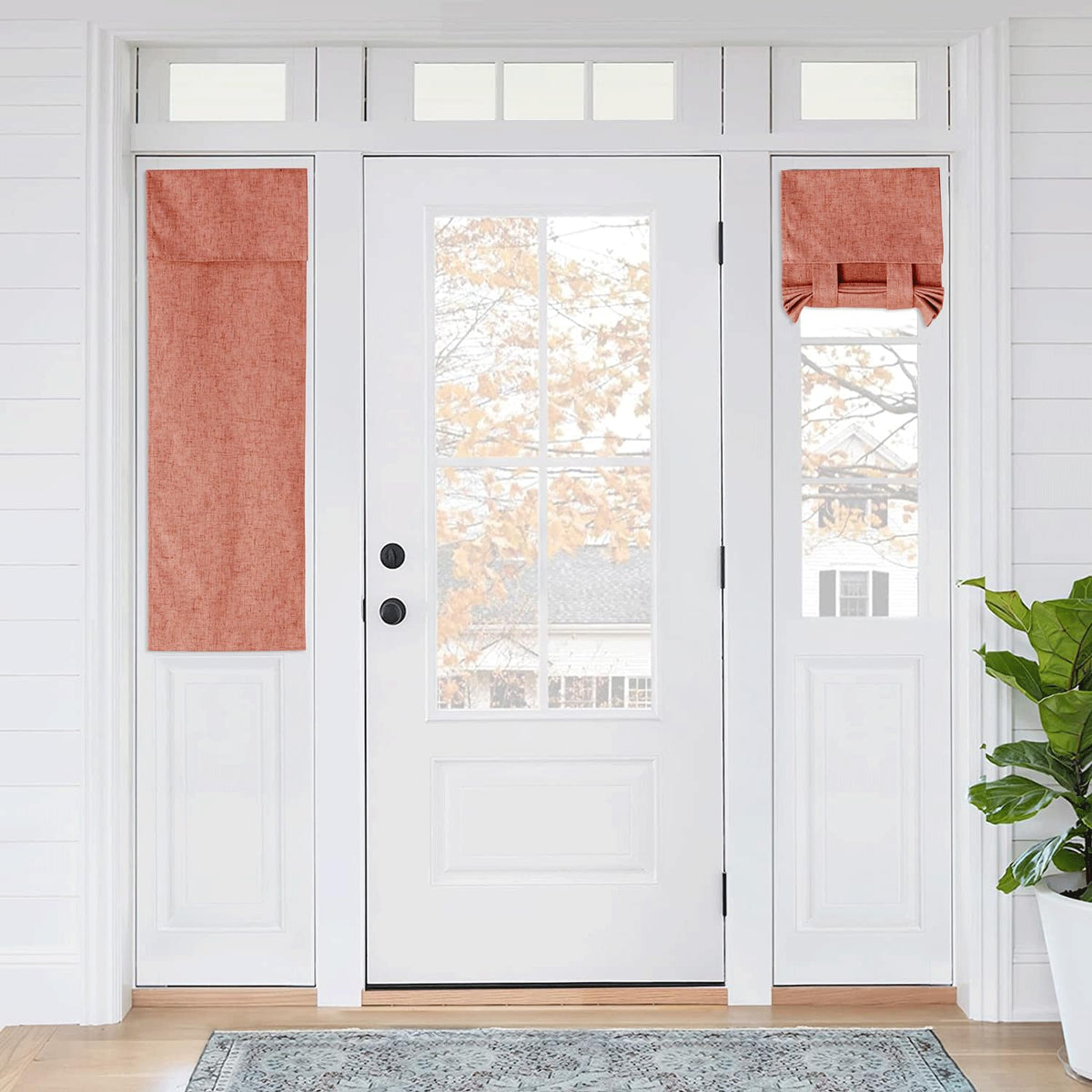RYB HOME Blackout French Door Curtain, No Drill, W26 x L69, Black, 1 Panel