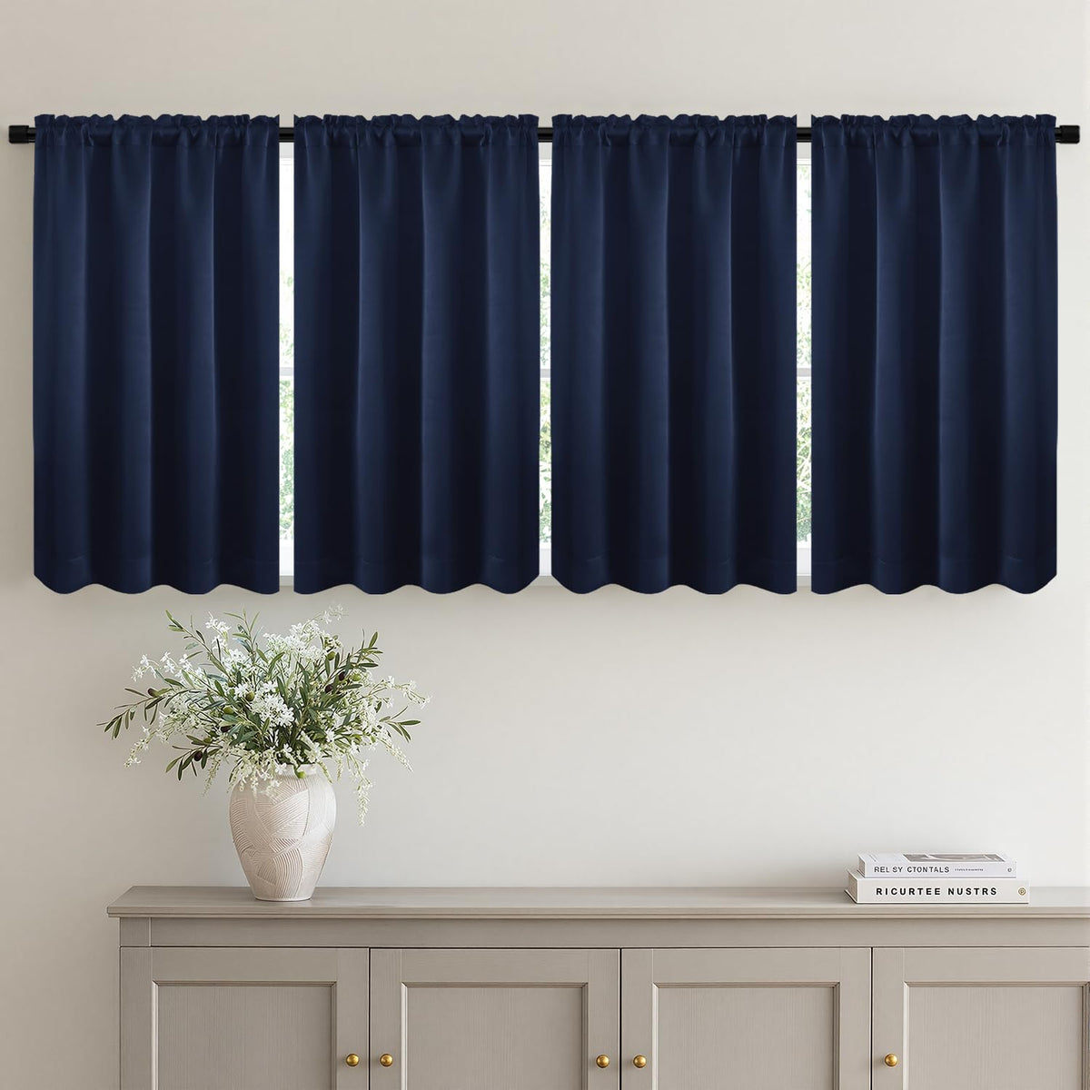 MIULEE Black Blackout Curtains 63 Inch Length for Bedroom Set of 4 Panels