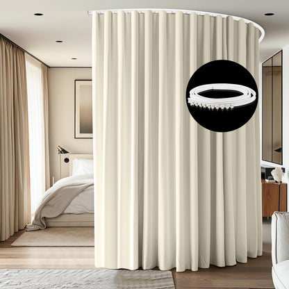 Room Divider Ceiling Mounted Curtains Track Sets Extra Wide Blackout Curtain Flexible Tracks for Bedroom Privacy Partition Separator, 1 Panel Black Drape and White Rail, W8.3 x H8ft