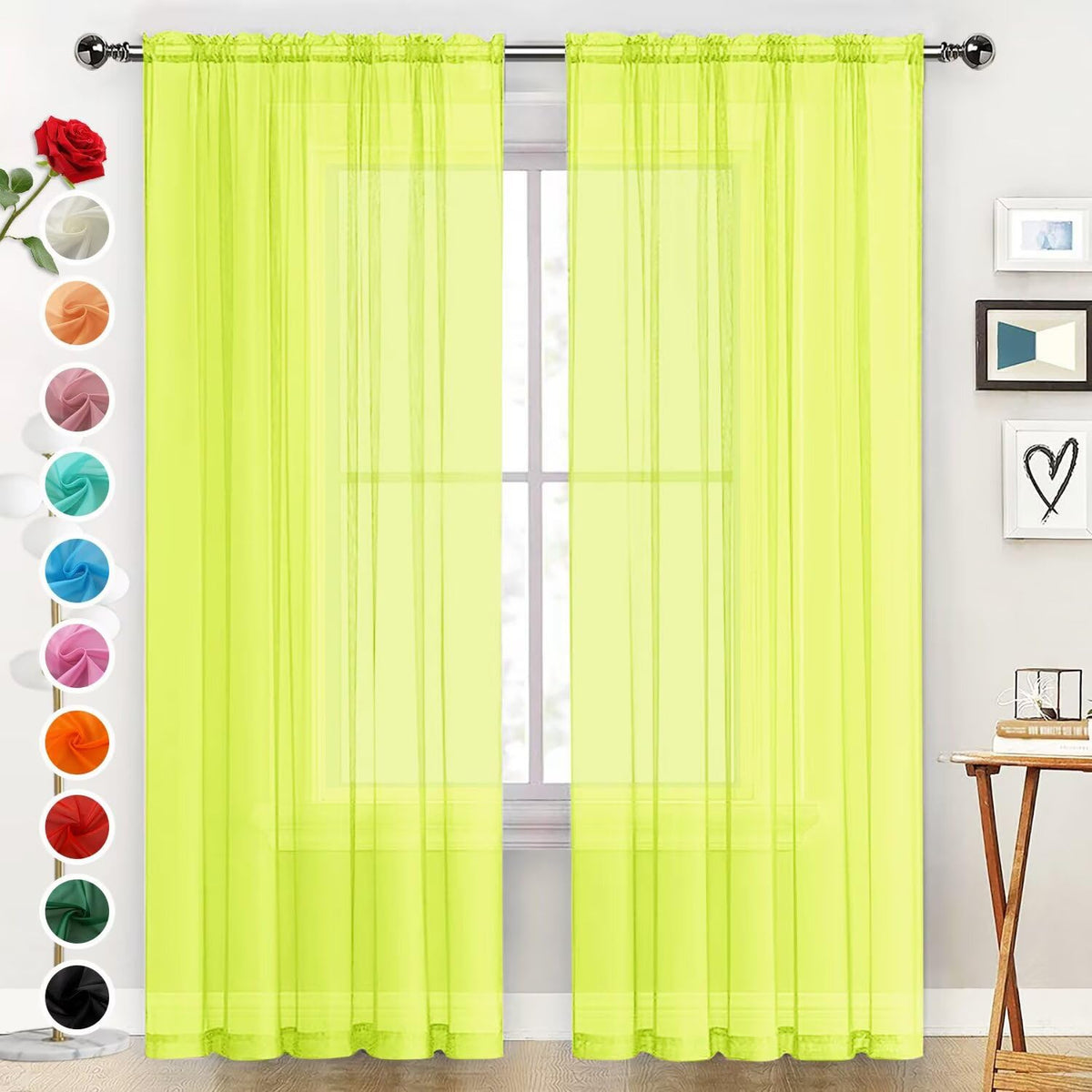 SpaceDresser Sheer Voile Curtains for Living Room 84 Inch Long 2 Panels