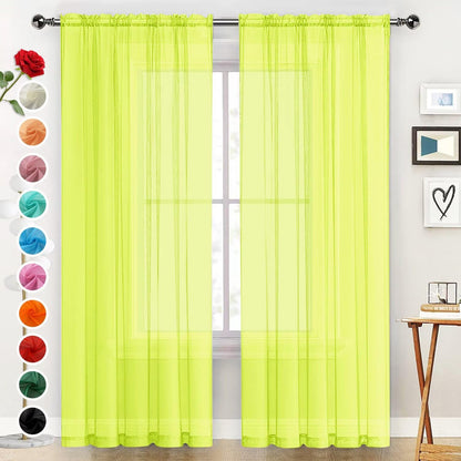 SpaceDresser Sheer Voile Curtains for Living Room 84 Inch Long 2 Panels