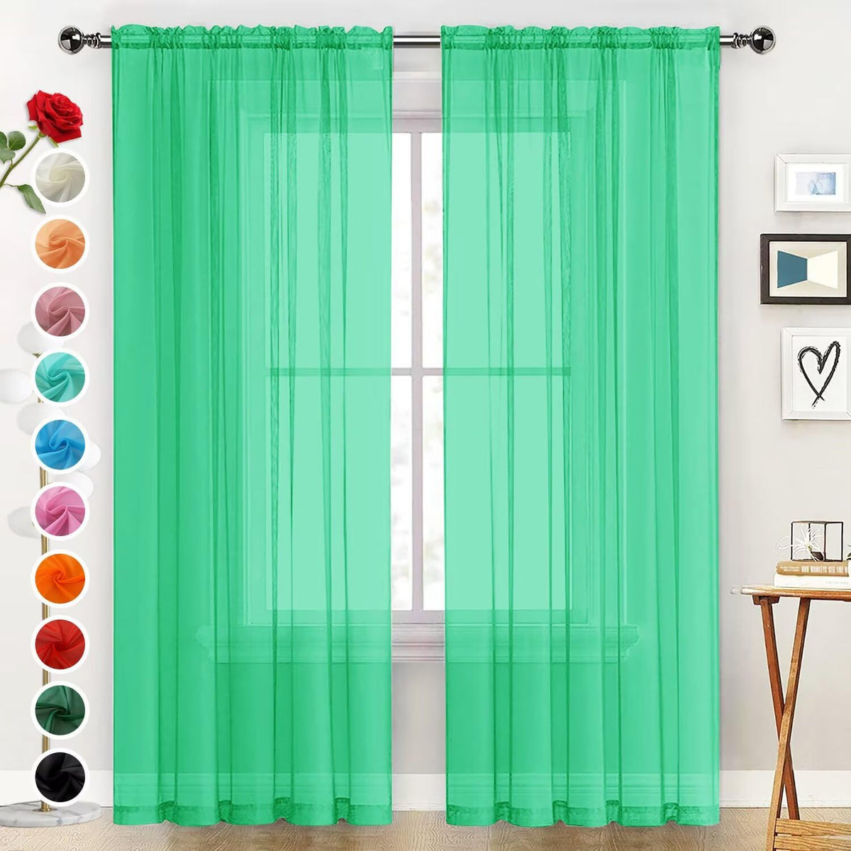 SpaceDresser Sheer Voile Curtains for Living Room 84 Inch Long 2 Panels