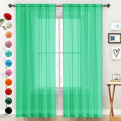 SpaceDresser Sheer Voile Curtains for Living Room 84 Inch Long 2 Panels