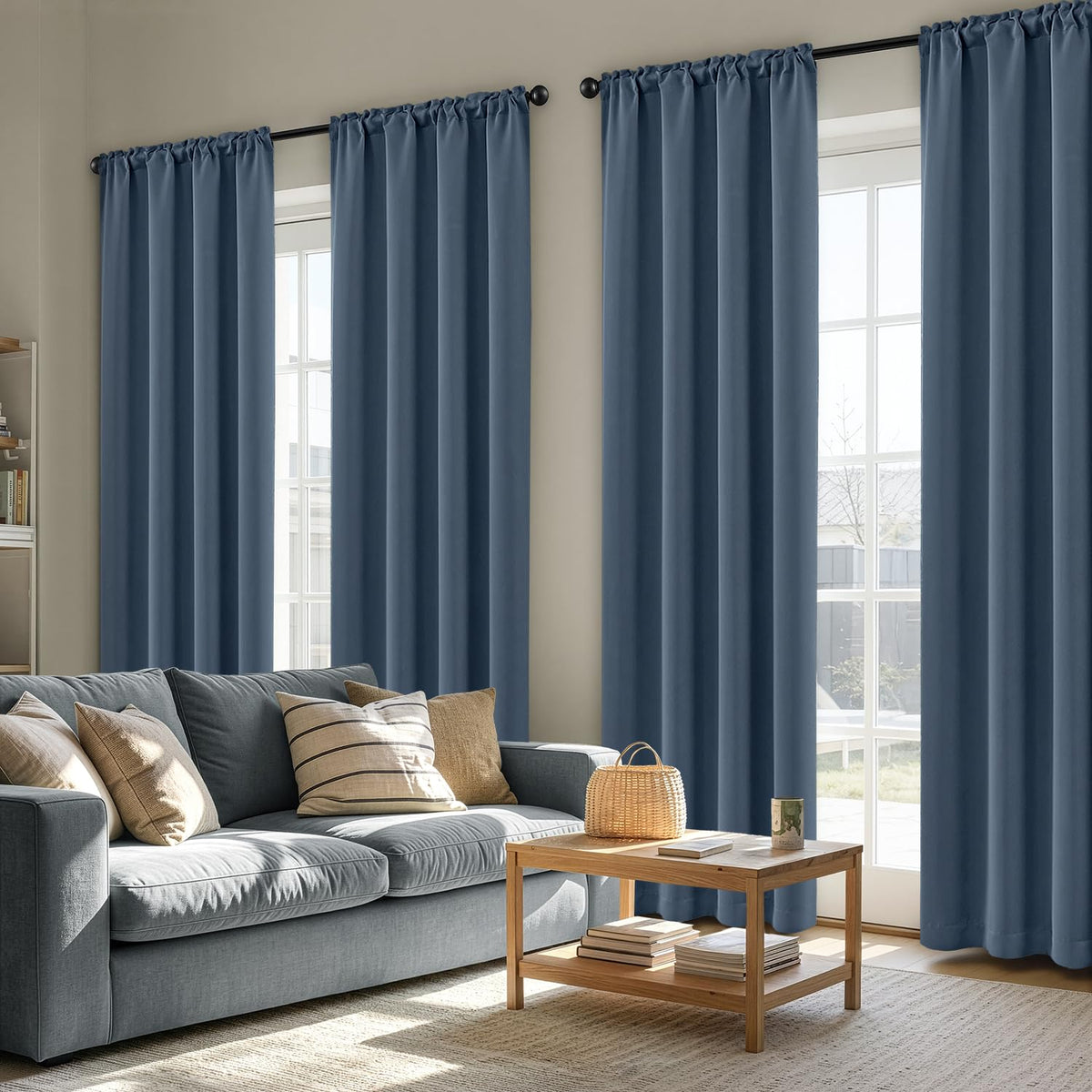 MIULEE Black Blackout Curtains 63 Inch Length for Bedroom Set of 4 Panels