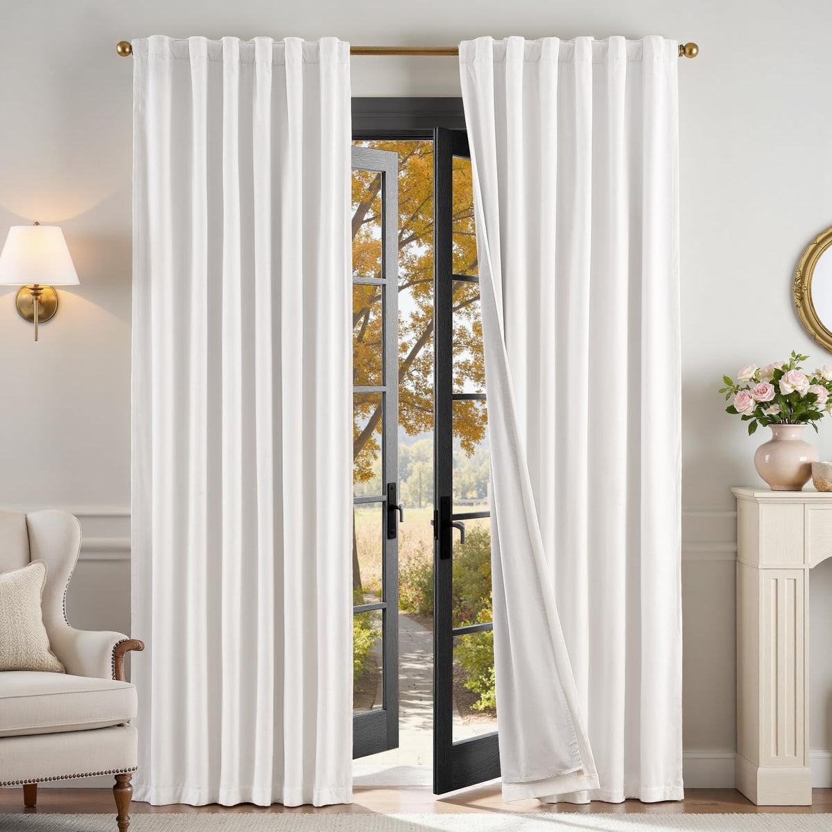 Lazzzy Blackout Curtains Thermal Insulated Curtains Room Window Drapes Super Soft Luxury Curtains for Living Room Bedroom Rod Pocket 2 Panels, 96 Inch Lined | Beige