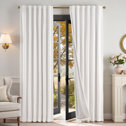 Lazzzy Blackout Curtains Thermal Insulated Curtains Room Window Drapes Super Soft Luxury Curtains for Living Room Bedroom Rod Pocket 2 Panels, 96 Inch Lined | Beige