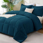 CozyLux Queen Comforter Set, 3-Piece Box-Stitched, Black