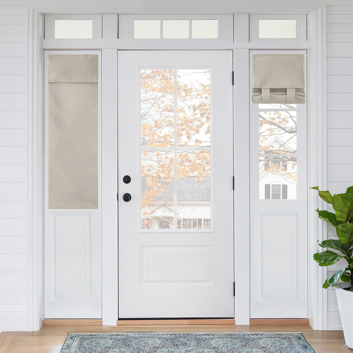 RYB HOME Blackout French Door Curtain, No Drill, W26 x L69, Black, 1 Panel